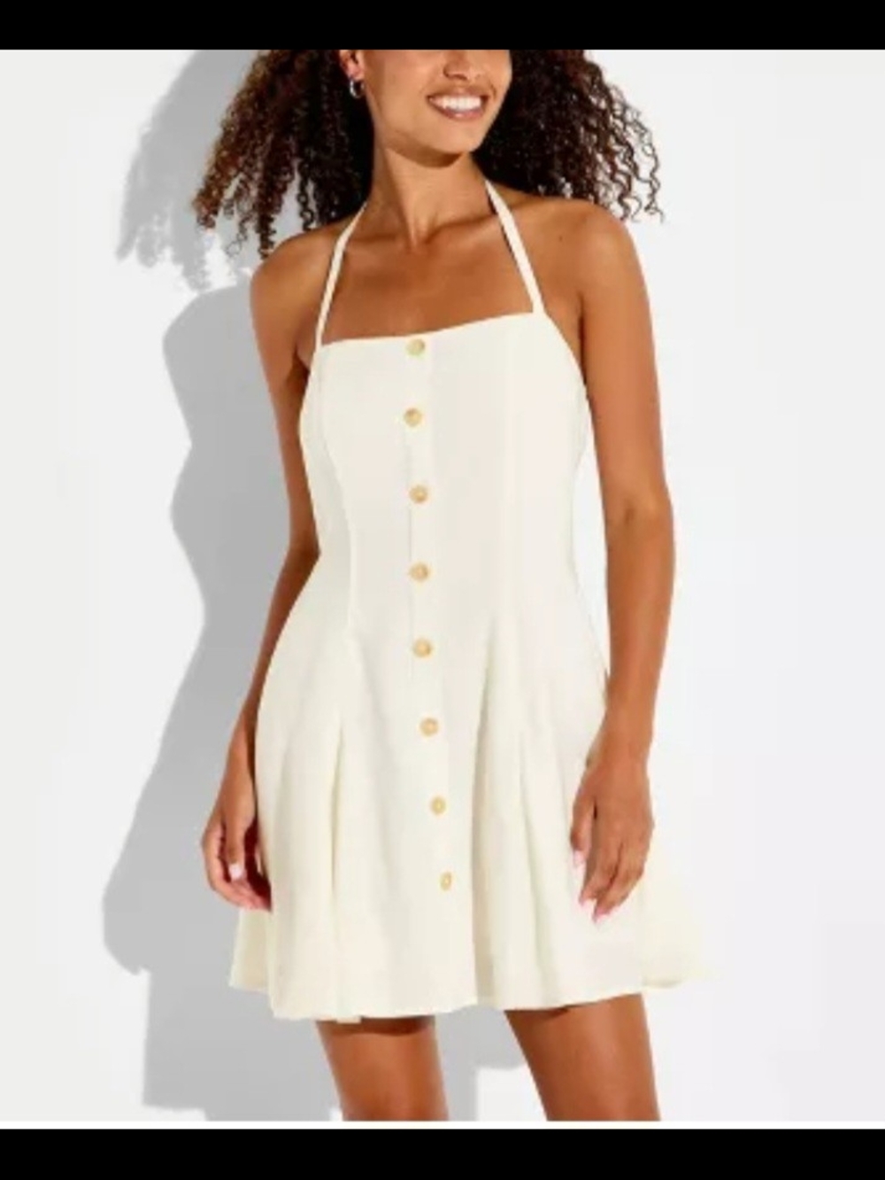 Women's Button-Front Halter Mini A-Line Dress - Wild Fable Cream Sz S & M ($30)